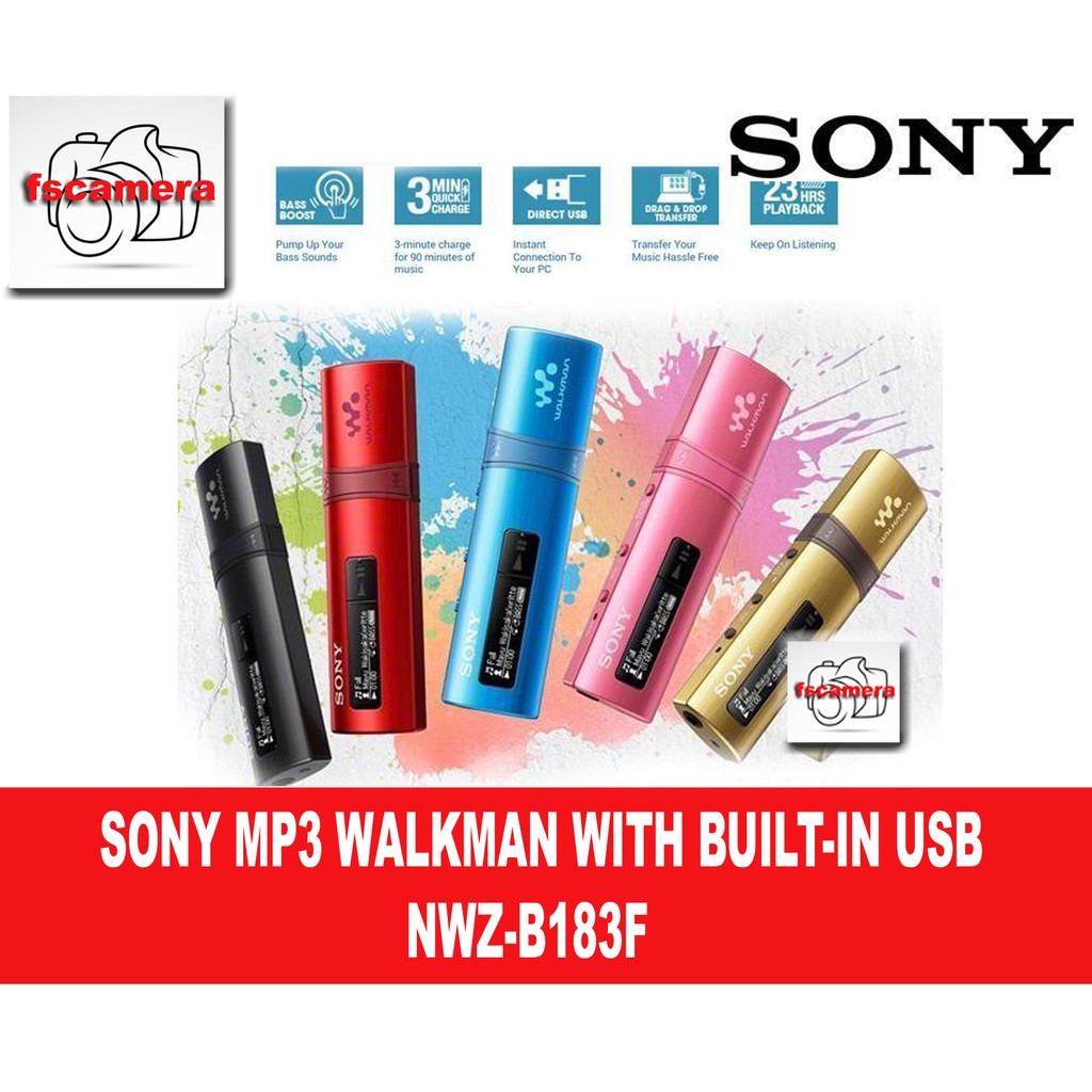 Original Sony NWZ-B183F B183F Flash MP3 Player with Built-in FM Tuner (4GB)  - with headset