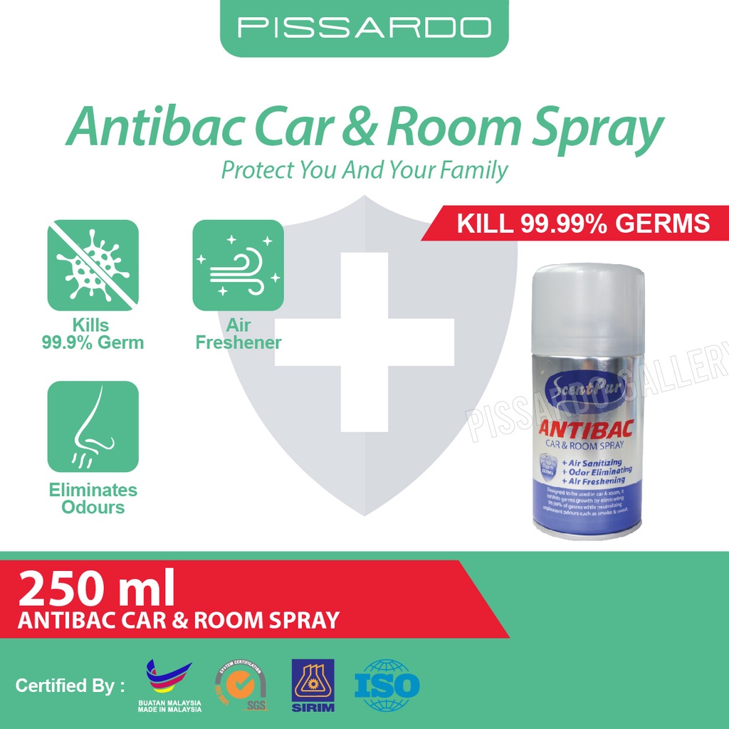 【ScentPur Antibac Car & Room Disinfectants Spray Sanitizer 250ml】Kills