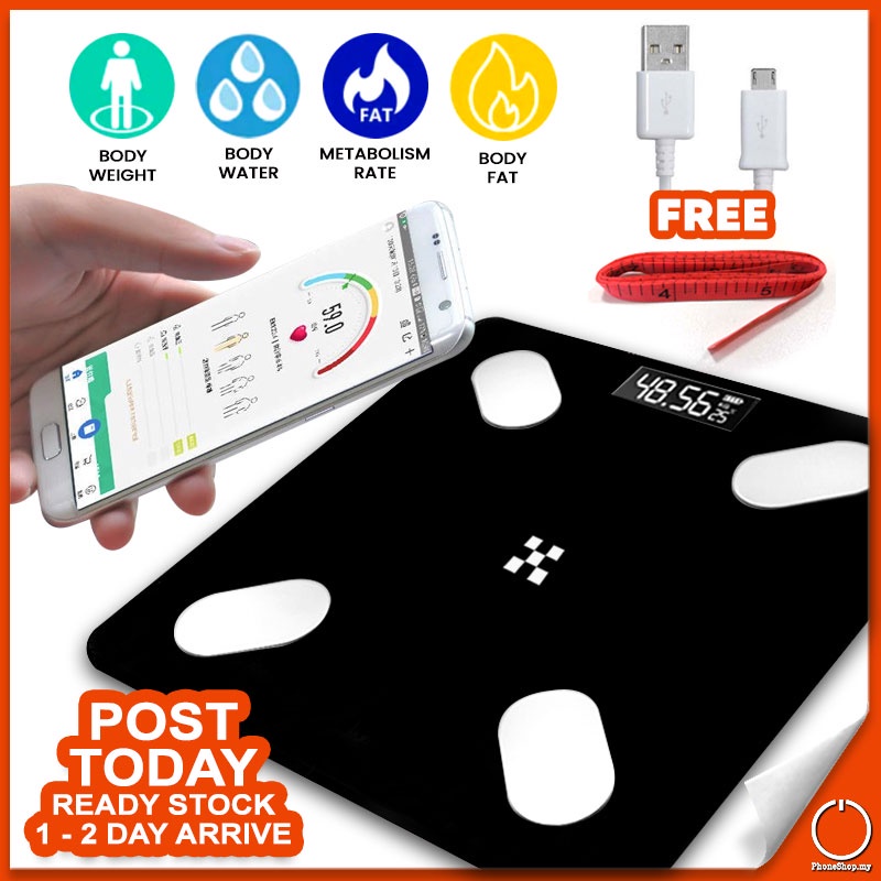 𝗦𝗠𝗔𝗥𝗧 𝗗𝗜𝗚𝗜𝗧𝗔𝗟 LED Weight Scale Tempered Glass Bluetooth Connection BMI ...
