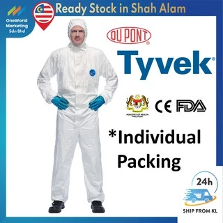 Tyvek 400 Dupont Medical Coverall Isolation Gown PPE Suit