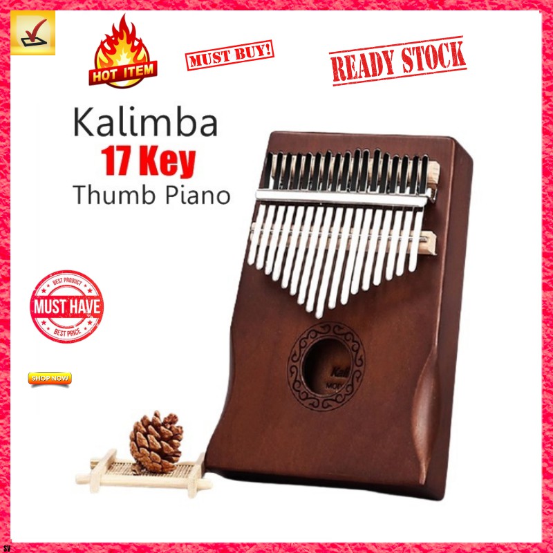 Wooden 17 Keys Acoustic Finger Thumb Piano Kalimba Music Instrument ...