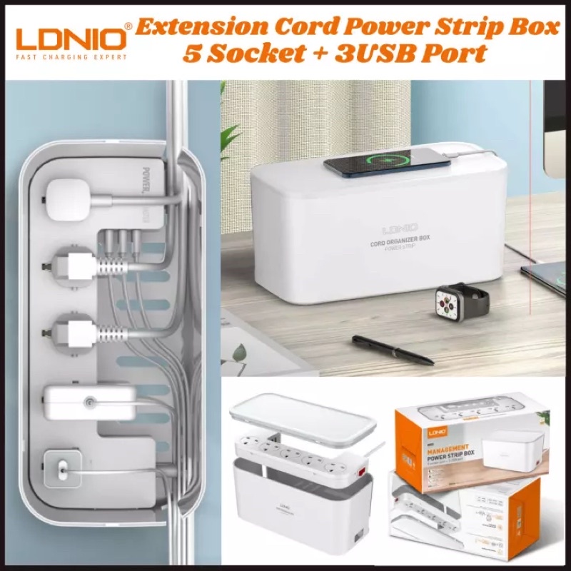 LDNIO SC5309 MANAGEMENT CORD ORGANIZER POWER STRIP BOX WITH 5 SOCKET