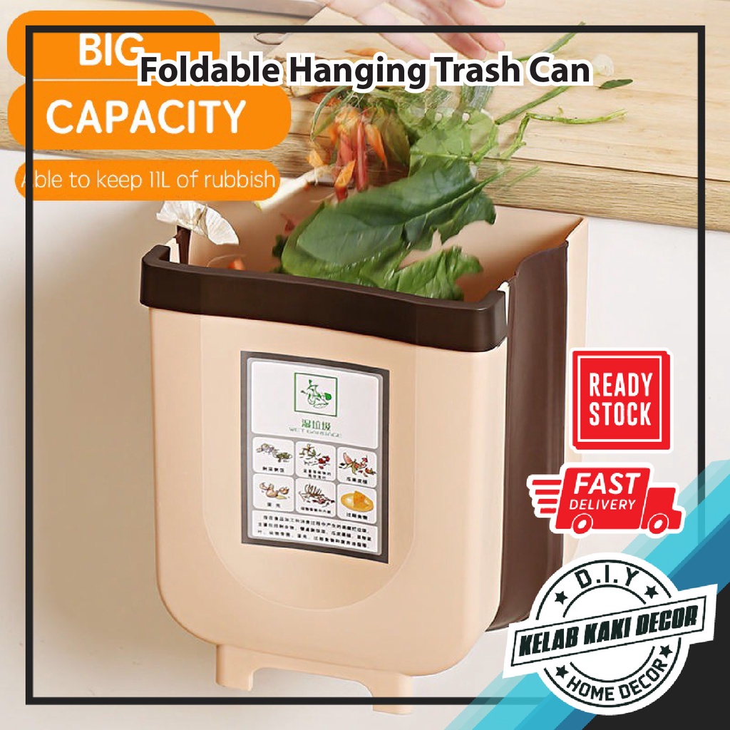 Wallmounted Foldable Hanging Trash Can Kitchen Cupboard Door Garbage
