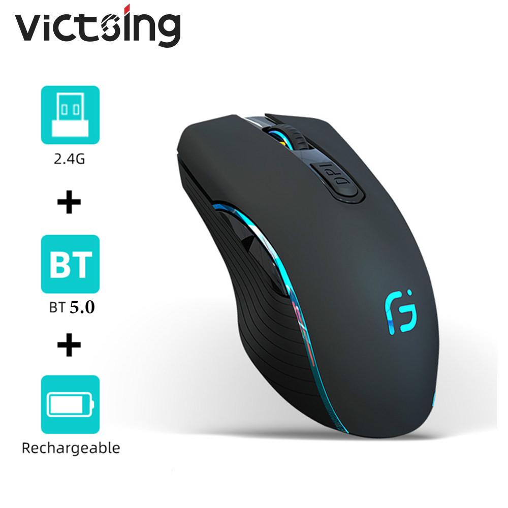 VICTSING X9 Rechargeable Wireless Mouse Bluetooth Mute Mice Dual Mode ...