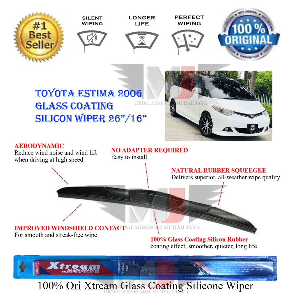 Toyota Estima 2006 100 Ori Xtream Glass Coating Silicone Wipers (1set