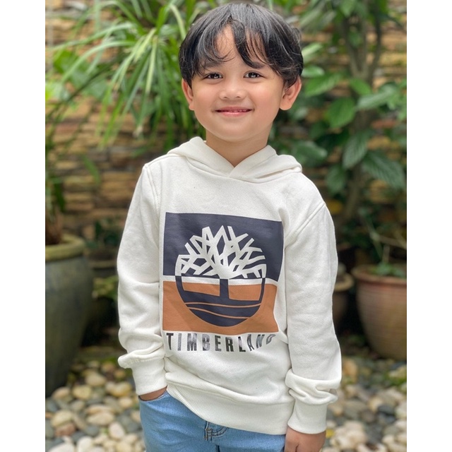 TIMBERLAND Kids White Hoodie SweatShirt Baju Timberland Kanak Kanak Original Shopee Malaysia