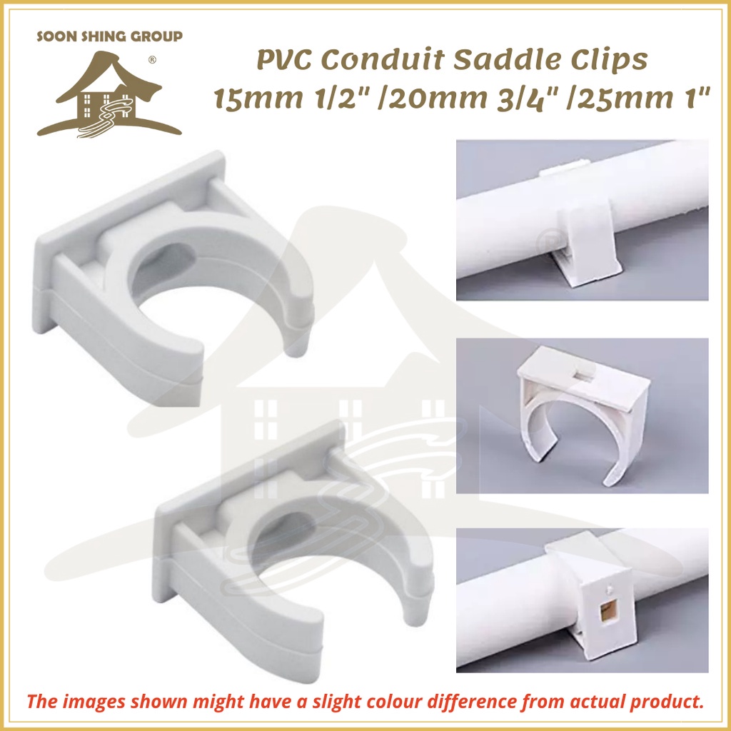 PVC Conduit Clips / Saddle Clips 15mm 1/2" / 20mm 3/4" / 25mm 1" Shopee Malaysia