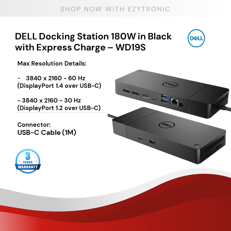 Dell Docking Station Wd19s 180w Express Charge Usb C Dock 4k Qhd Multi Monitor Precision 6532