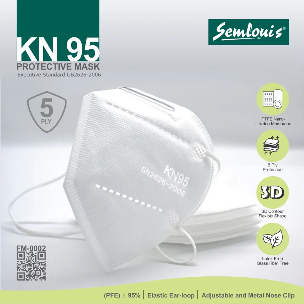 MASKER KN95 / N95 / 5 LAPIS PROTEKSI / MASKER WABAK / PROTECTION FACE ...