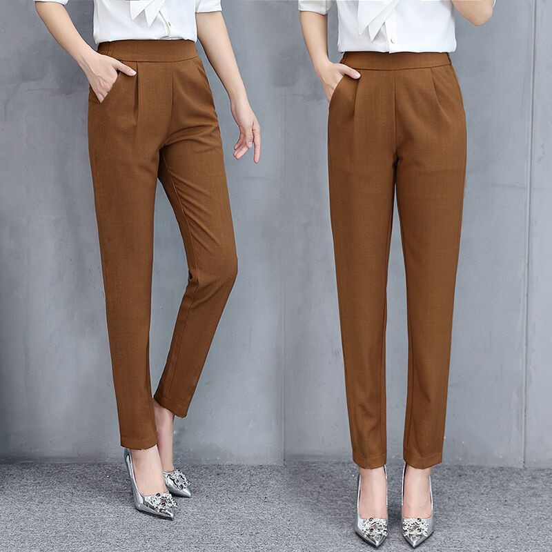 Flared Pants Women High Waist Slimmer Look Stretch Slim-Fit Micro-Flared  Casual