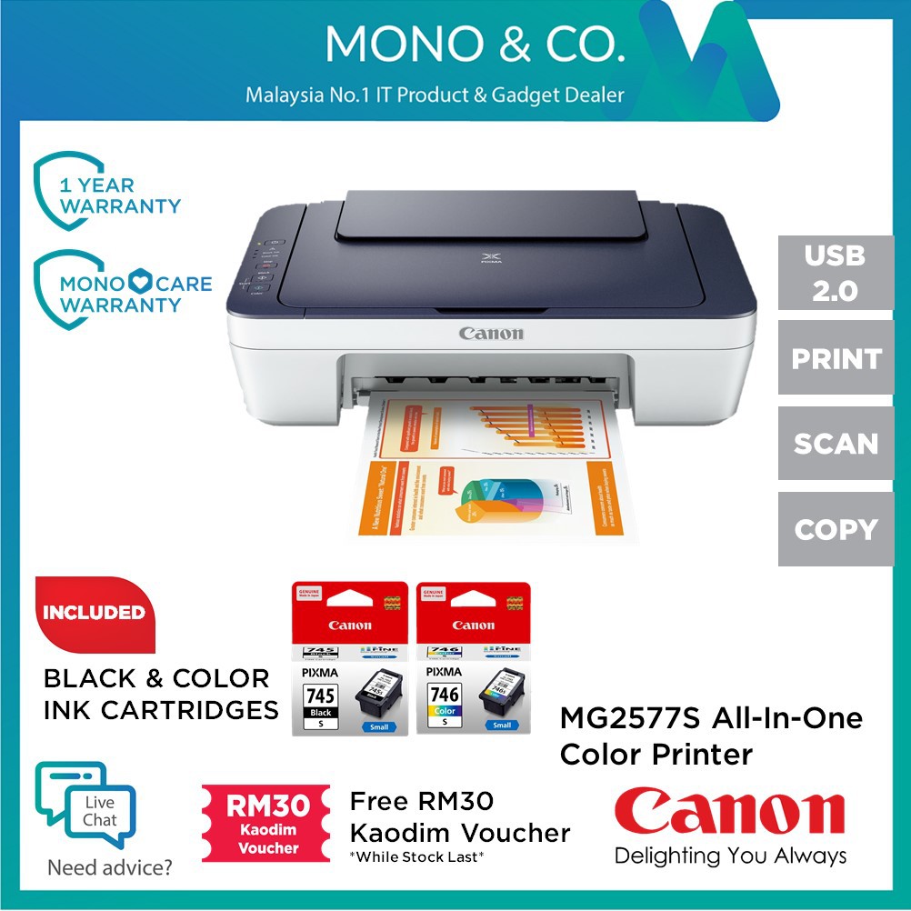 Canon Pixma MG2577S Low Cost Cartridges 3 in 1 Printer Support OTG ...