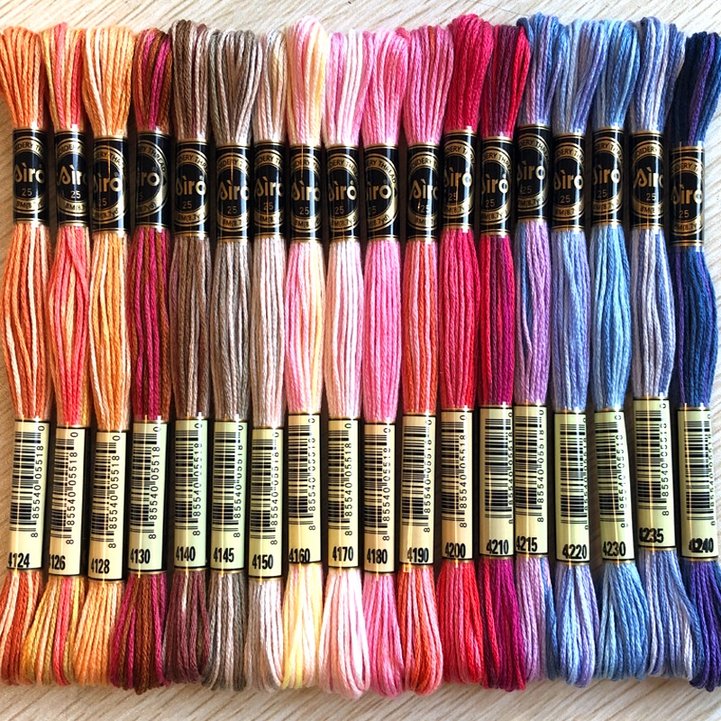 (10pcs) Single 8m Gradient Embroidery Thread Two-Color Segment Dyeing ...