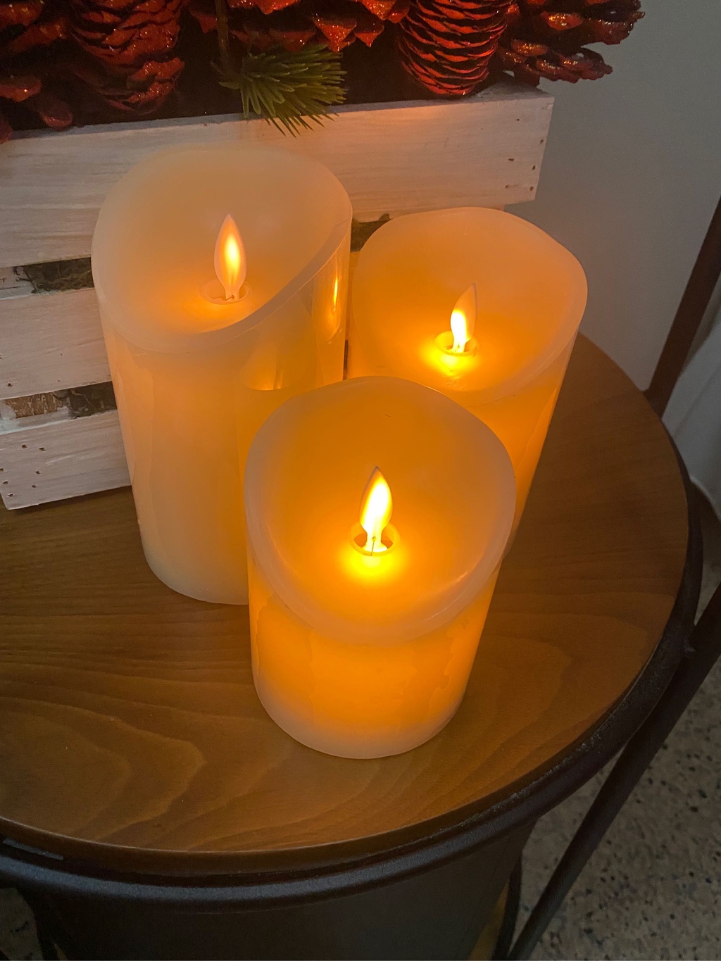 Set of 3 Flameless LED Pillars Candles 4" 5" 6" Battery Operated Real