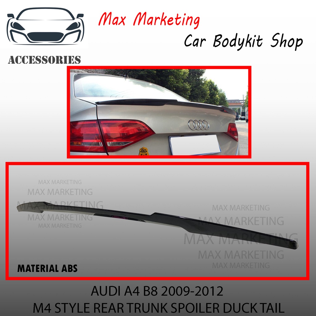 AUDI A4 B8 20092012 M4 STYLE REAR TRUNK SPOILER DUCKTAIL ABS SKIRT LIP