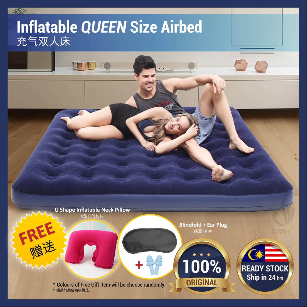 BESTWAY Inflatable Queen Size Air Bed Mattress Camping Inflatable Bed ...