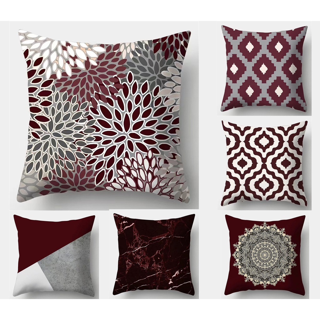 Red Geometric pillow case 40 x 40.45 x 45.50 x 50.60 x 60. Living room