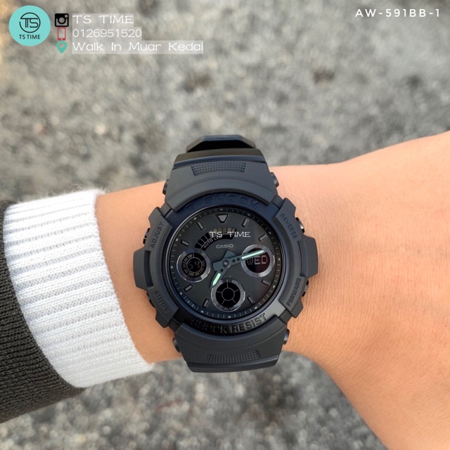 Casio G SHOCK Analog Digital Black Color AW 591 and AW 591BB AW 591BB 1A Shopee Malaysia