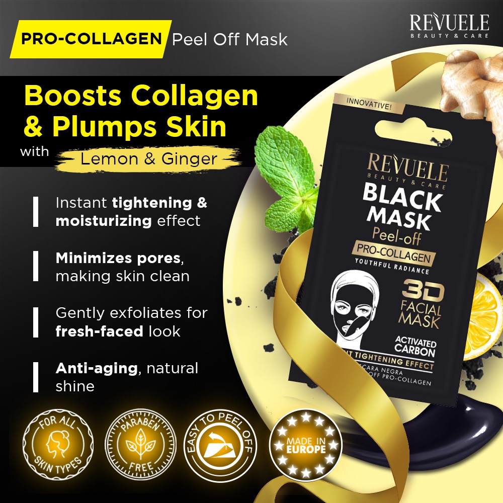 Revuele Black Mask ProCollagen Peel Off Mask 7ml Reduces Blackheads