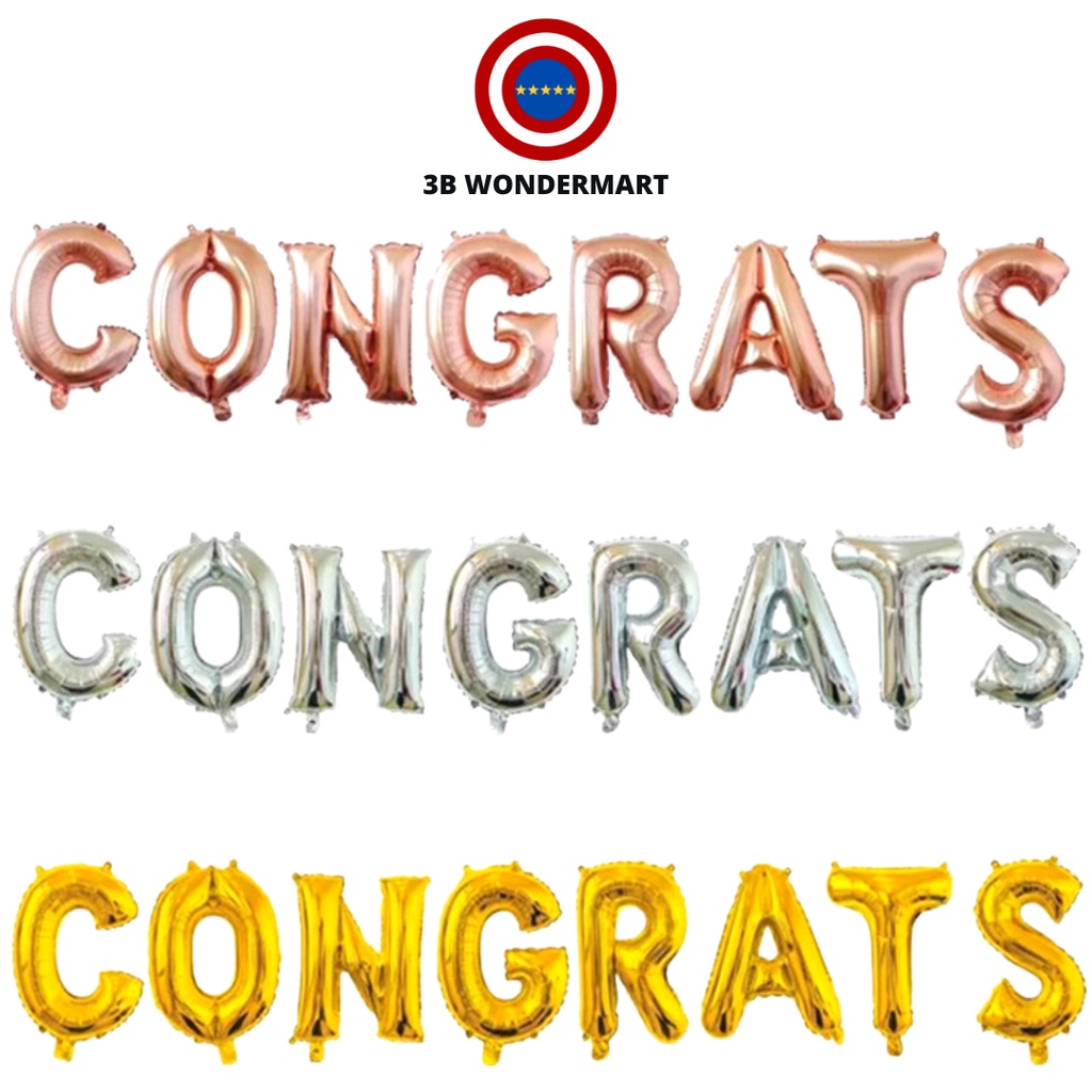 16" Congrats Foil Balloons Banner Graduation Engagement Party