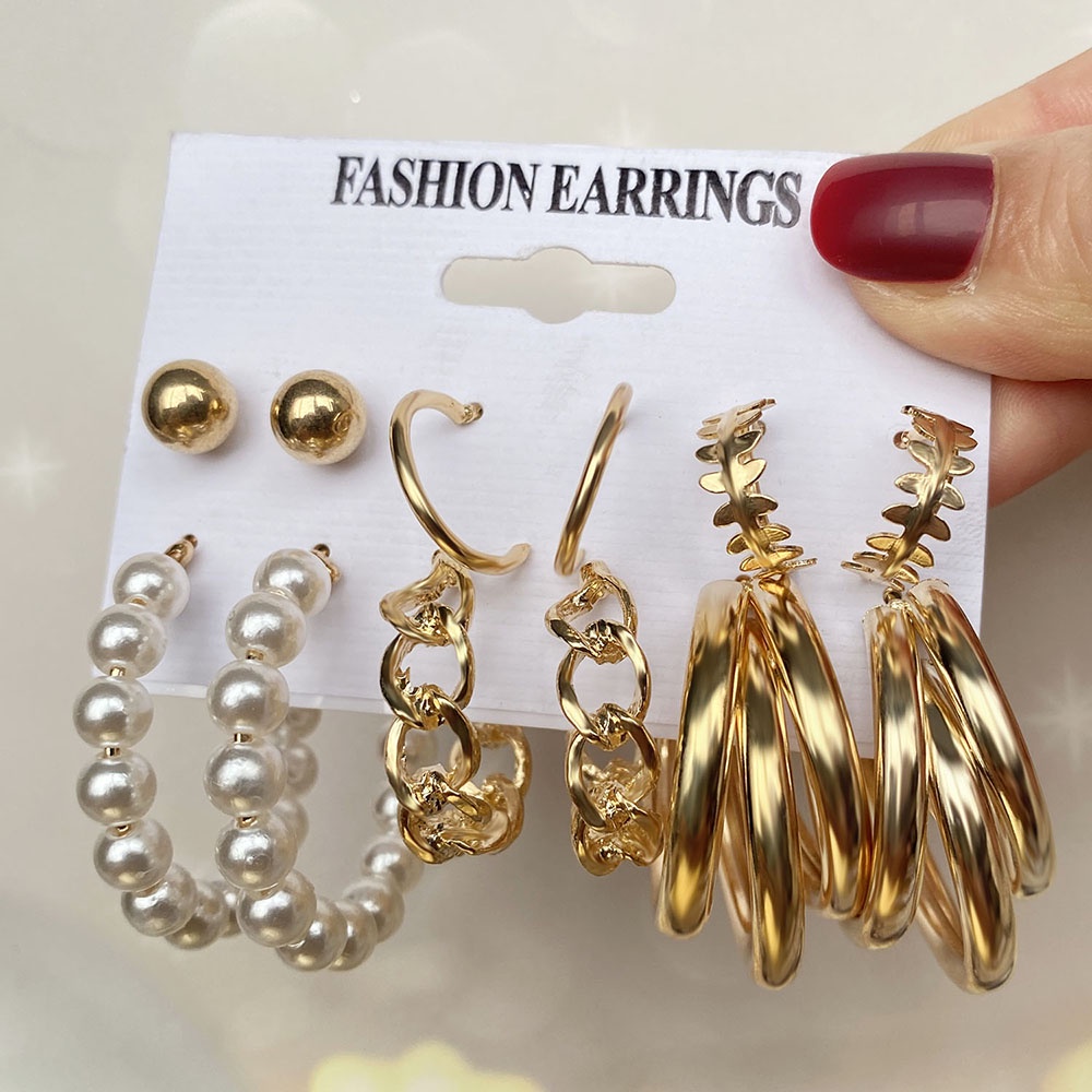 [Value Choice]12 PCS / Vintage Set Elegant Pearl Set Earrings Fashion ...