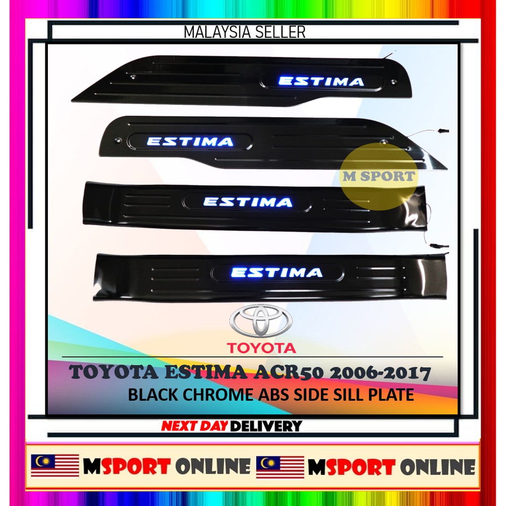 Toyota Estima ACR50 2006-2017 BLACK CHROME BLUE LED CAR Side Steel ...