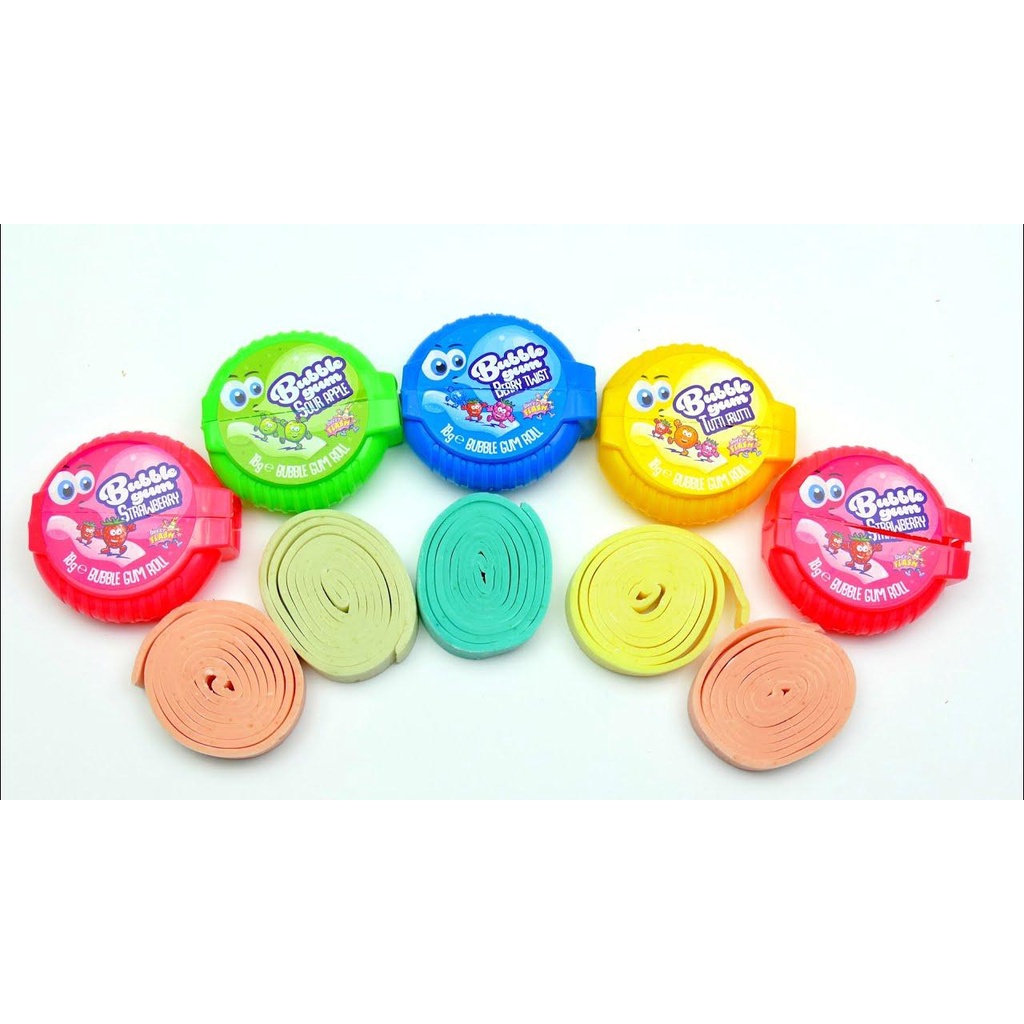 12 Pcs Hubba Bubba / Roller Bubble Gum Roll Tape/ Giler Gum Chewing Gum/ Big Roll BubbleGum Mix