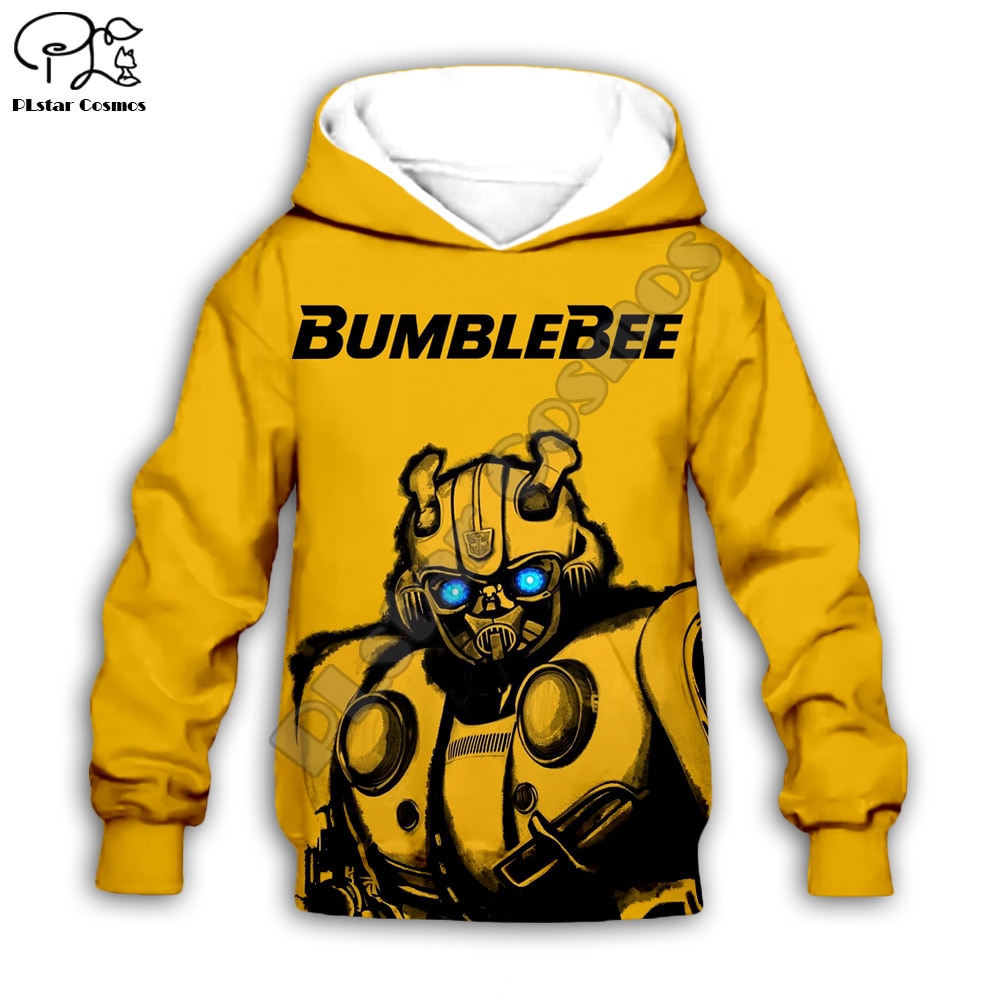 Boy Kid Children Bumblebee Print Transformation Hoodies Jacket Boy