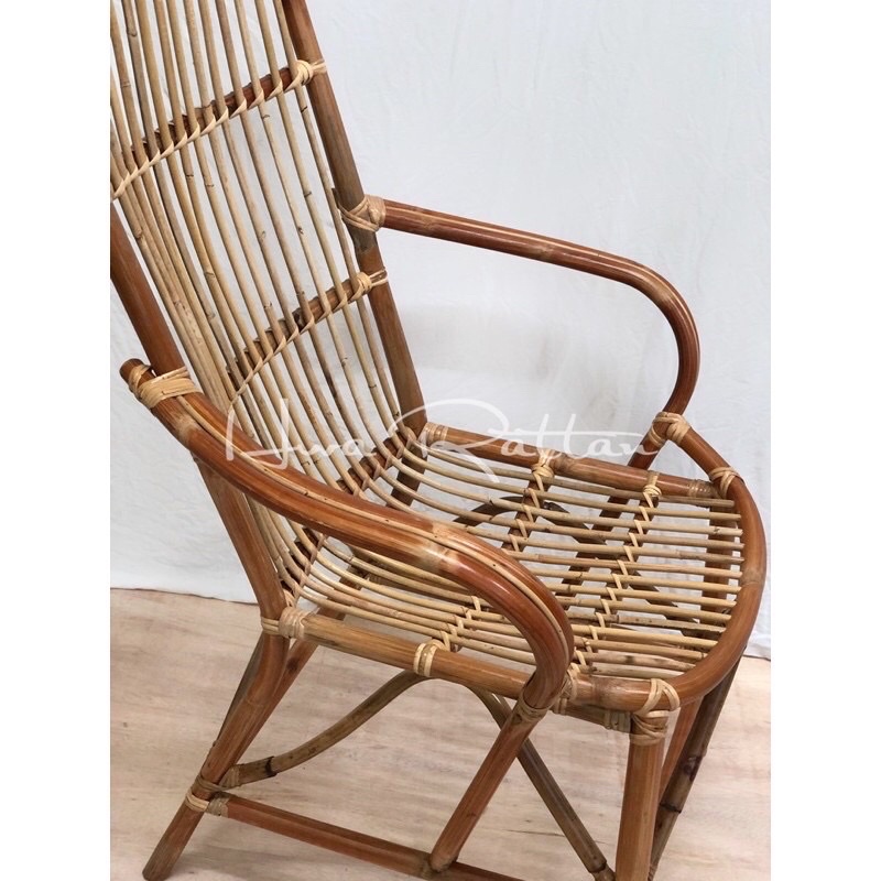 Double handle rattan long chair Kerusi sandar rotan senior elder chair ...