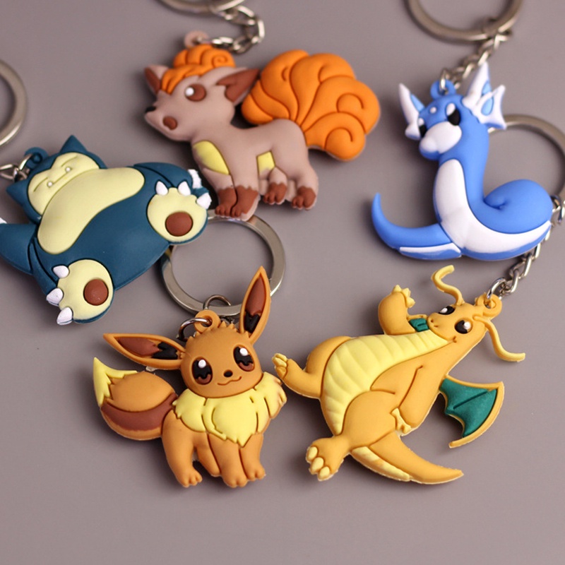 Anime Pokemon keychain Pendant Pokémon Toy Pikachu keychain PVC Figures ...
