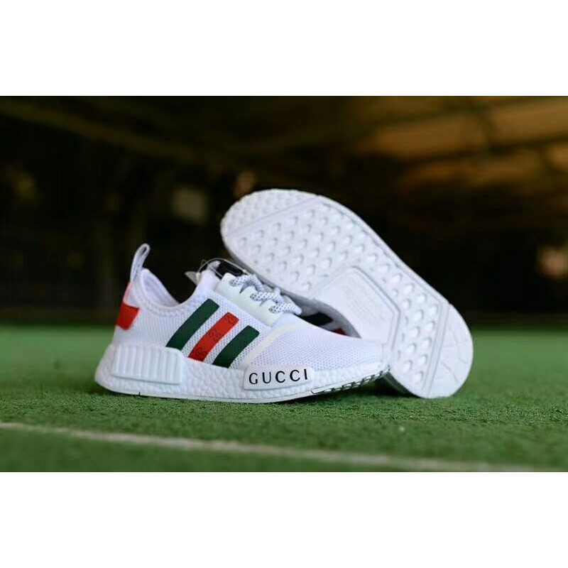 Kevin ready stock original Adidas nmd x gucci white black bee women men running shoes Shopee Malaysia