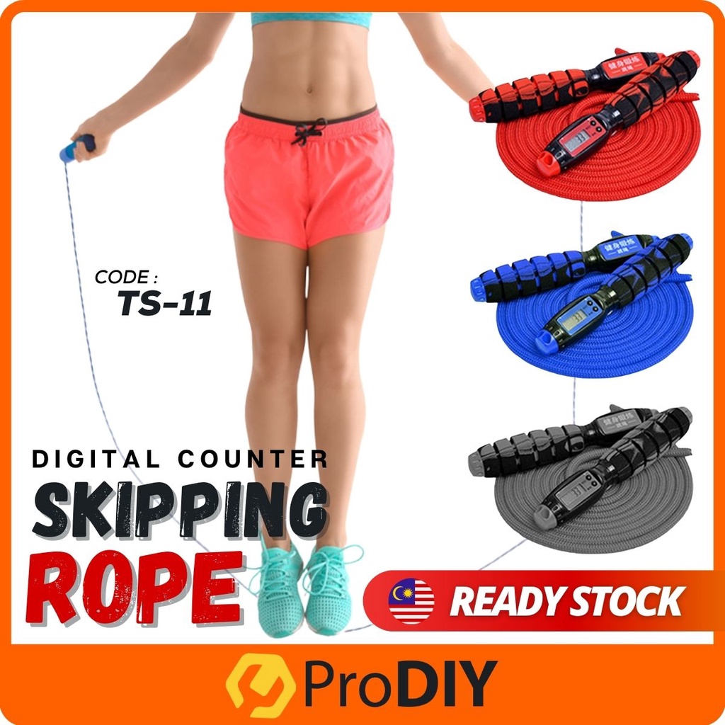 TS-11 Skipping Rope Digital Counter 4 Modes Count in KM Miles Calories ...