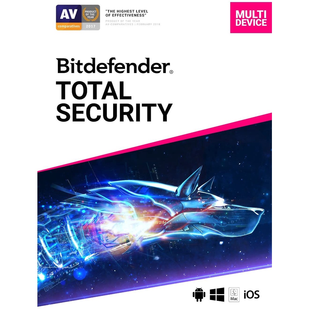 Bitdefender Total Security + VPN 3 Devices/1 Year, PC Mac Software