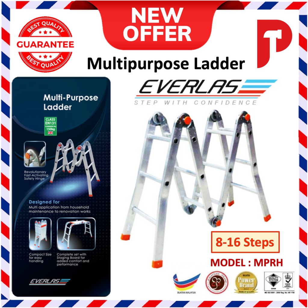 EVERLAS Quick Transformation Multipurpose Ladder / Staging Board (8,10,12,14,16Steps) Shopee