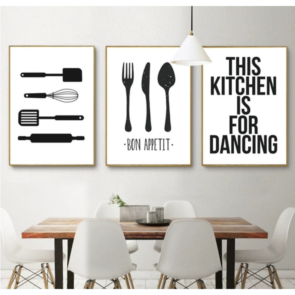 Wood frame+1 Set (3 pcs )Nordic Minimalist Style Kitchen Restaurant