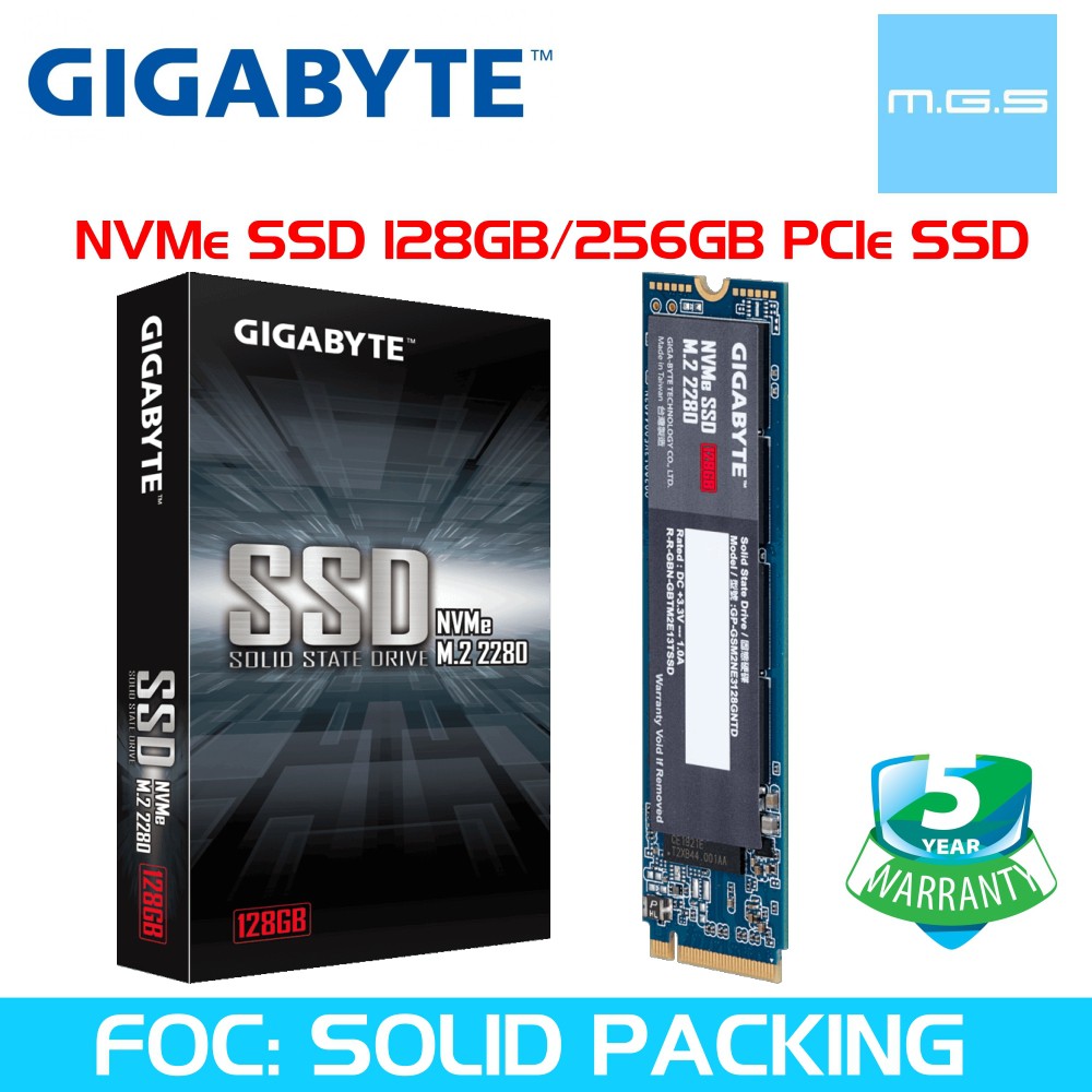 Gigabyte NVMe SSD 128GB/256GB PCIe 3.0 x2 NVMe 1.3 M.2 2280 PCIE