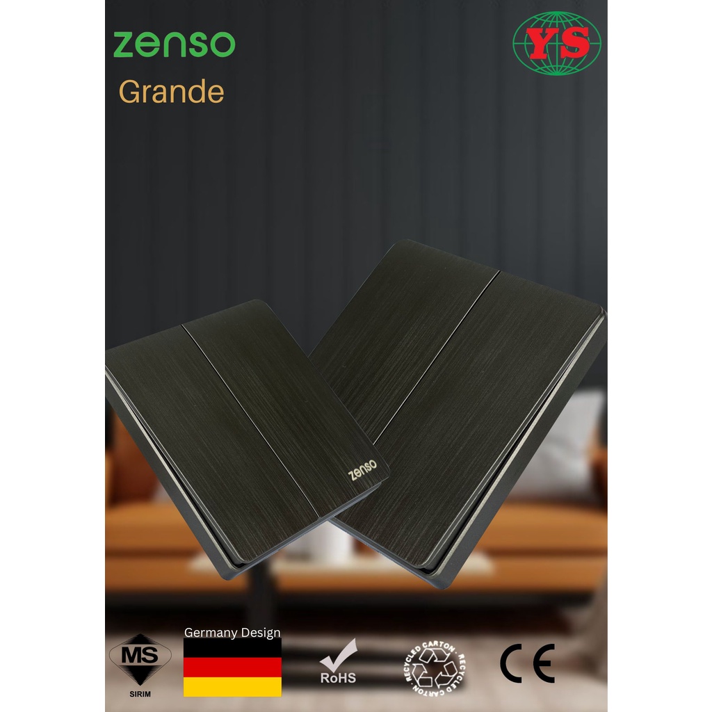 Sirim Zenso Grande Hairline Black Switch And Socket Suis Rumah Suis