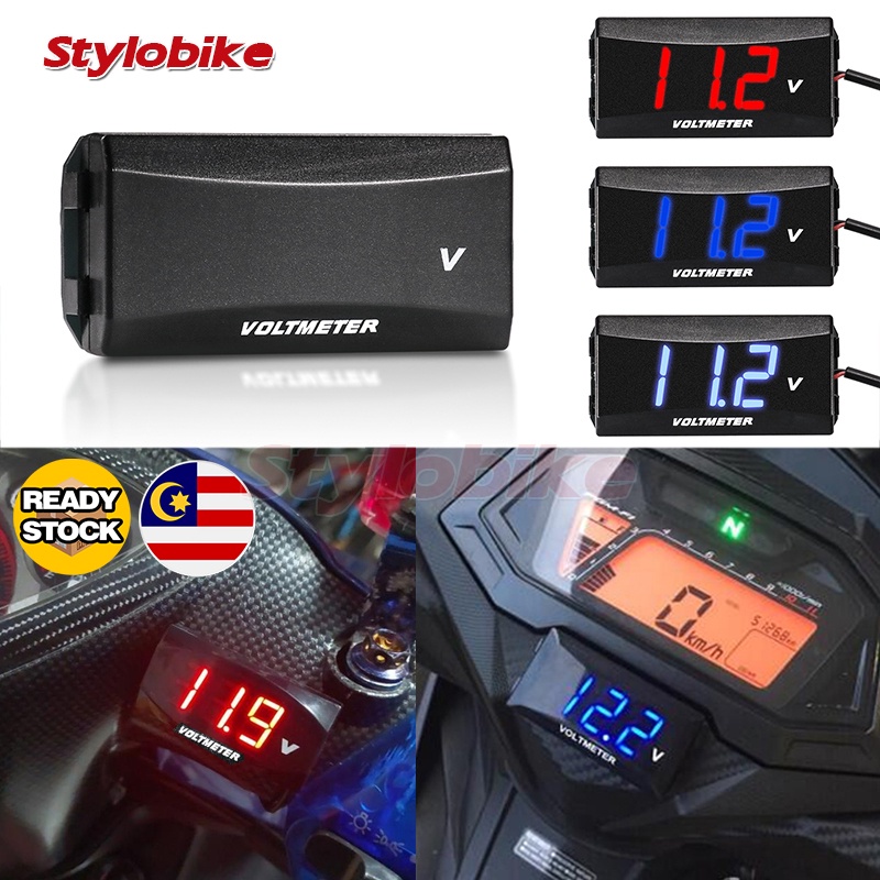 12V LED Digital Display Voltmeter Car Motorcycle Voltage Meter Volt ...