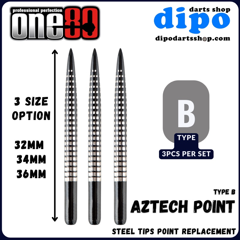 ONE80 Darts Point - Aztech Point Black ( Steel Tips Point replacement ...