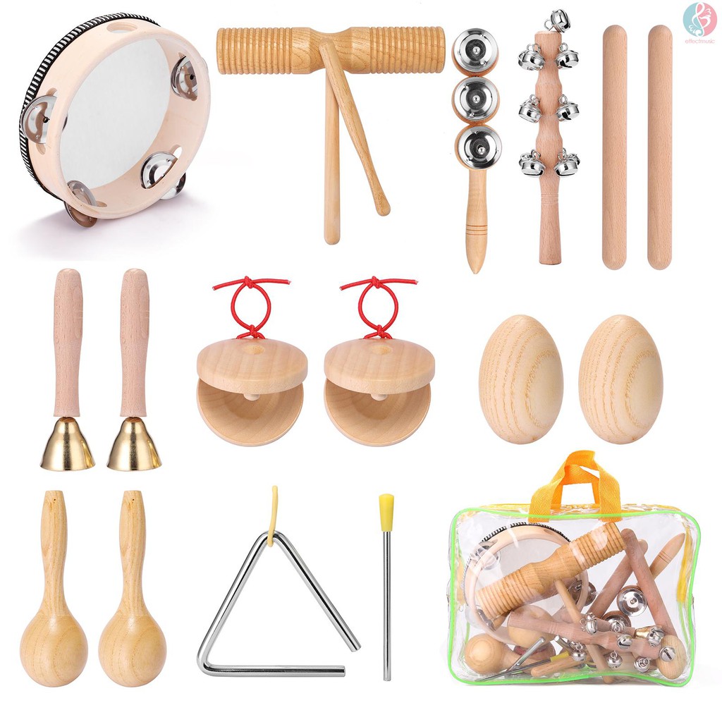 13pcs Children Hand Percussion Instruments Kit Portable Kids Music