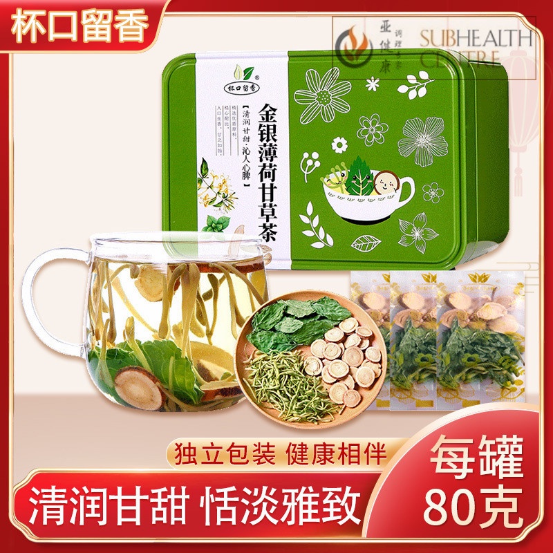 Herbal Tea for Sore throat Ulcer Honeysuckle Mint Licorice Tea 金银薄荷甘草茶