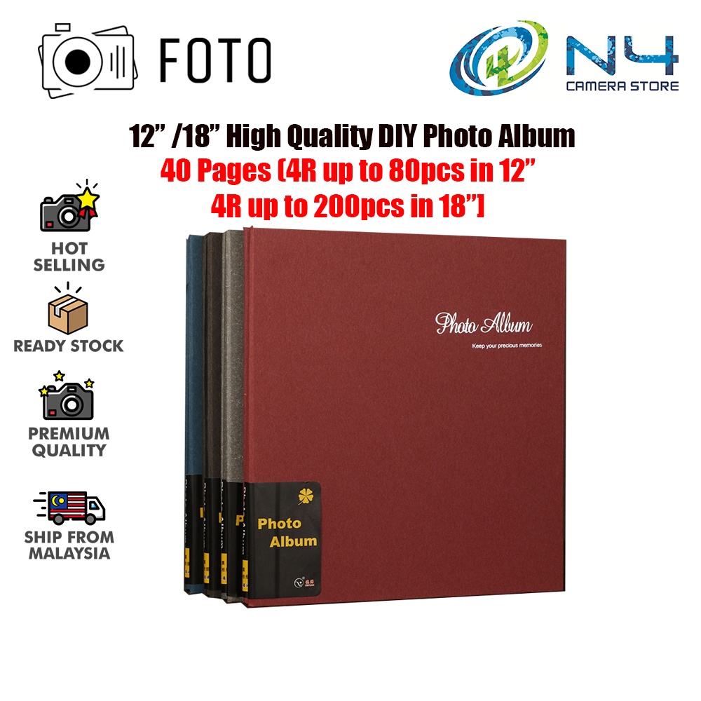 Foto High Quality Photo Album Sticky DIY Album DIY Photo Album 4R Photo  Album Foto (12/18 40 Pages up to 80 pc/200pc)