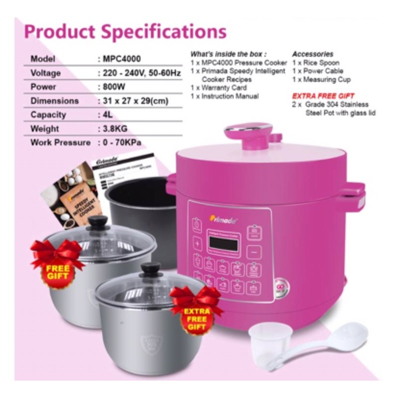 Primada 4l pressure cooker sale