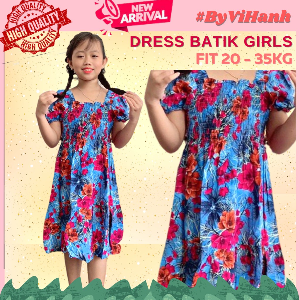 Dress Batik Viral Girls Age 6 to 9 Fit 20 to 38kg Elastic Tops Dress Batik Dada Getah Budak Perempuan Kaftan Shopee Malaysia