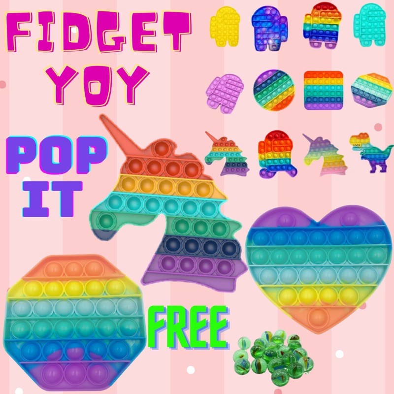 Pop Its Rainbow Unicorn Kids Toys Fidget Toys Among Us Pop It Boys ...
