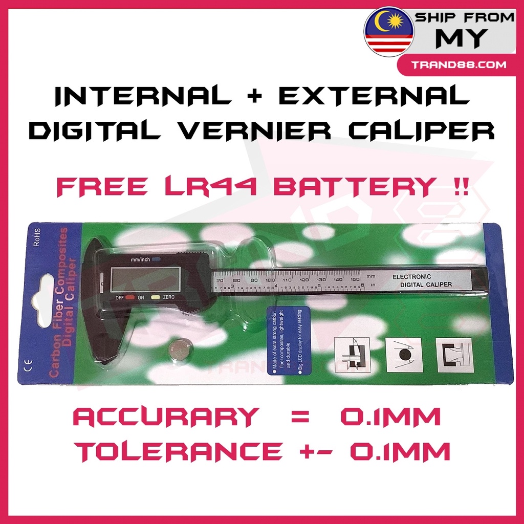 150mm 6inch LCD Digital Electronic Vernier Caliper Internal External ...