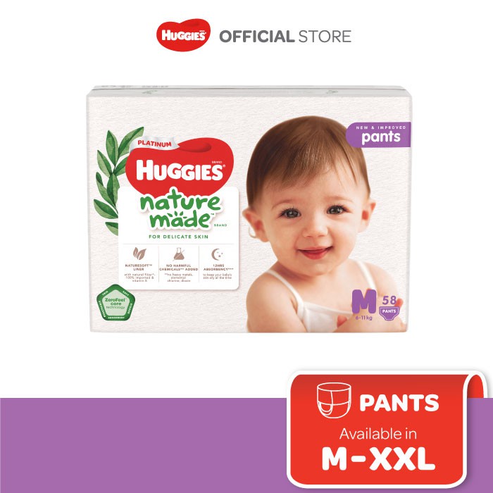 Huggies Naturemade Pants M58 / L44 / XL38 / XXL26 | Shopee Malaysia