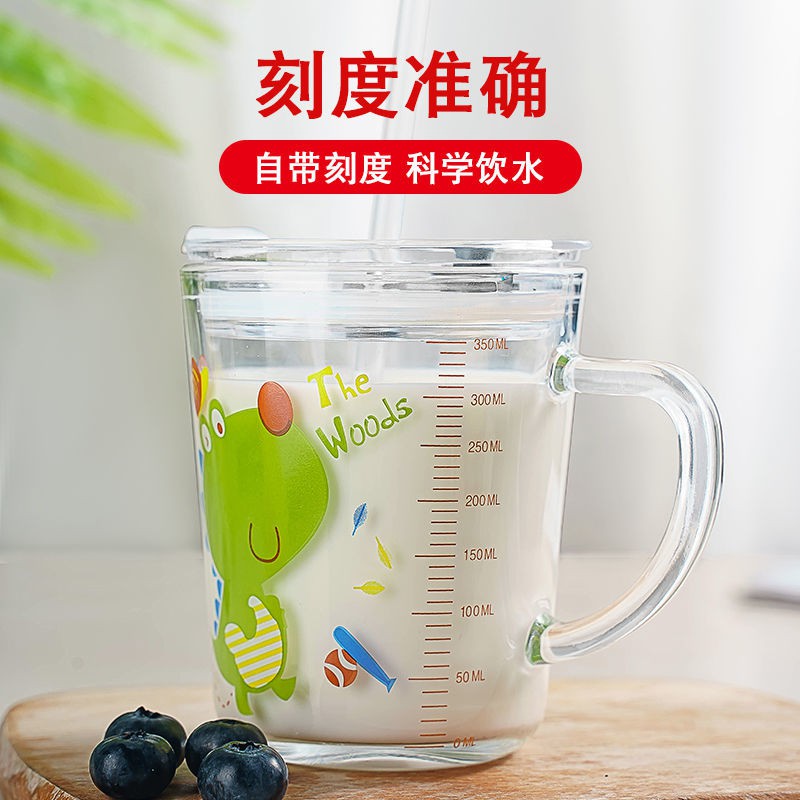 🔥 Ready stock🔥Kids Breakfast Glass Tea /Coffee Cup With Measurement
