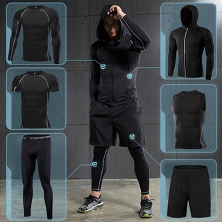Gym Exercise Fitness Clothing for Men's Compression Sportswear Suits Black  Running Tracksuit Set Jogging Training Tights Dry Fit