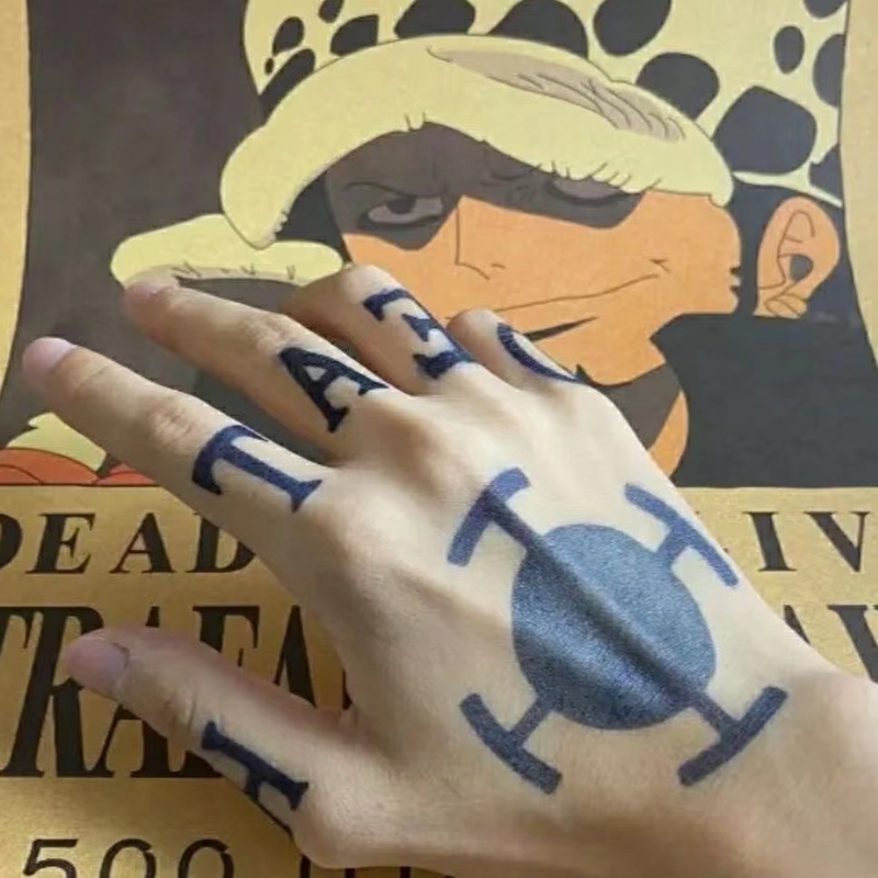 Anime One Piece Tattoo Stickers Trafalgar D Water Law Water Proof 