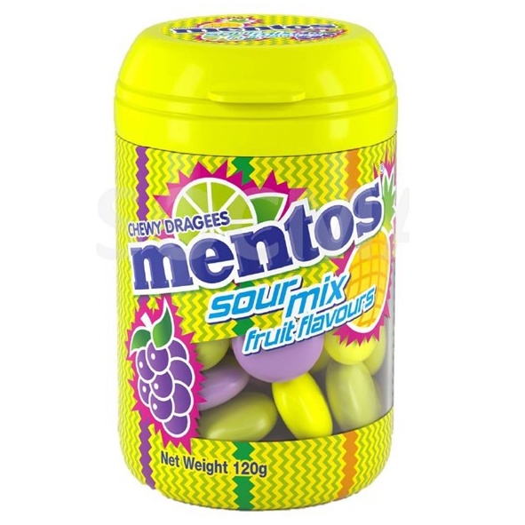 Mentos Chewy Dragees Mint/Sour Mix/Yoghurt Fruit/Grape 120g | Shopee ...